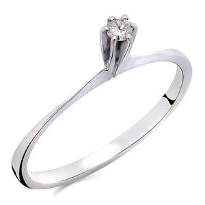Anel Solitário Com Diamantes Ouro Branco