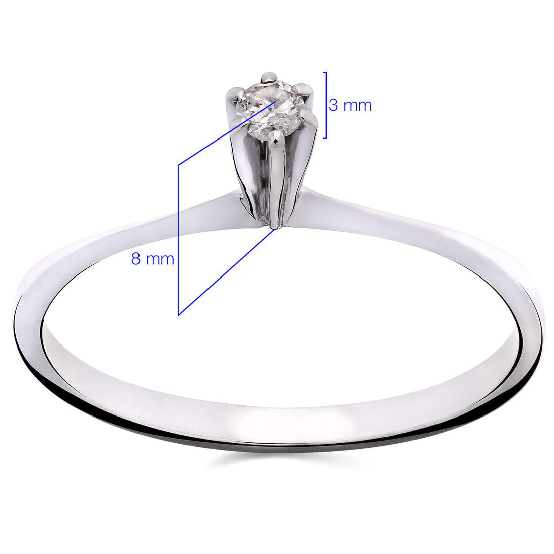Anel Solitário Com Diamantes Ouro Branco