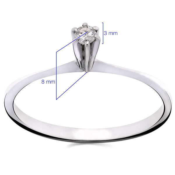 Anel Solitário Com Diamantes Ouro Branco