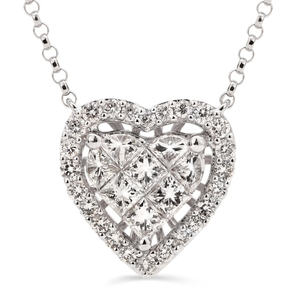 Pingente em Ouro Branco 18k Corações com Diamantes