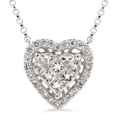 Pingente em Ouro Branco 18k Corações com Diamantes