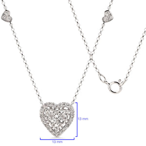 Pingente em Ouro Branco 18k Corações com Diamantes