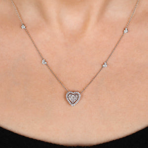 Pingente em Ouro Branco 18k Corações com Diamantes