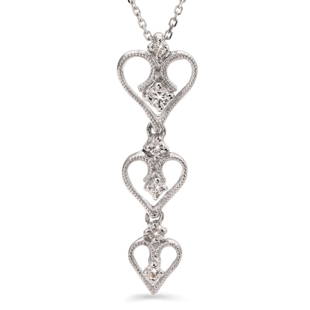 Pingente em Ouro Branco 18k Corações com Diamantes