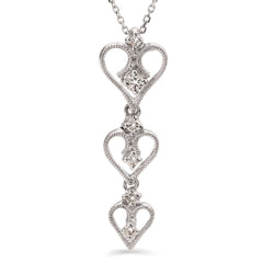 Pingente em Ouro Branco 18k Corações com Diamantes