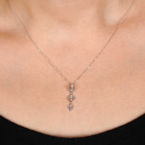 Pingente em Ouro Branco 18k Corações com Diamantes