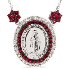 Pingente em Ouro  Branco 18k Nossa Senhora das Graças com Rubis e Diamantes