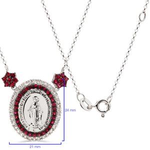Pingente em Ouro  Branco 18k Nossa Senhora das Graças com Rubis e Diamantes