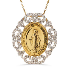 Pingente em Ouro Amarelo 18k Nossa Senhora das Graças com Diamantes