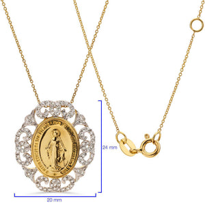 Pingente em Ouro Amarelo 18k Nossa Senhora das Graças com Diamantes