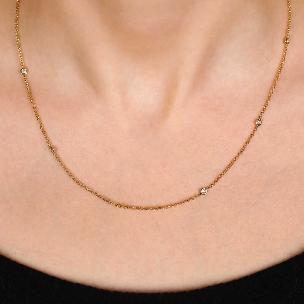 Colar em Ouro Amarelo 18k  com 10 Diamantes
