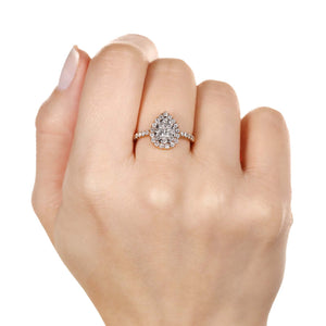 Anel em Ouro Rose 18k Gota com Diamantes Brancos