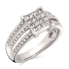 Anel em Ouro Branco 18k com Diamantes