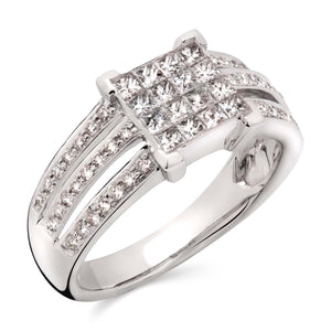 Anel em Ouro Branco 18k com Diamantes