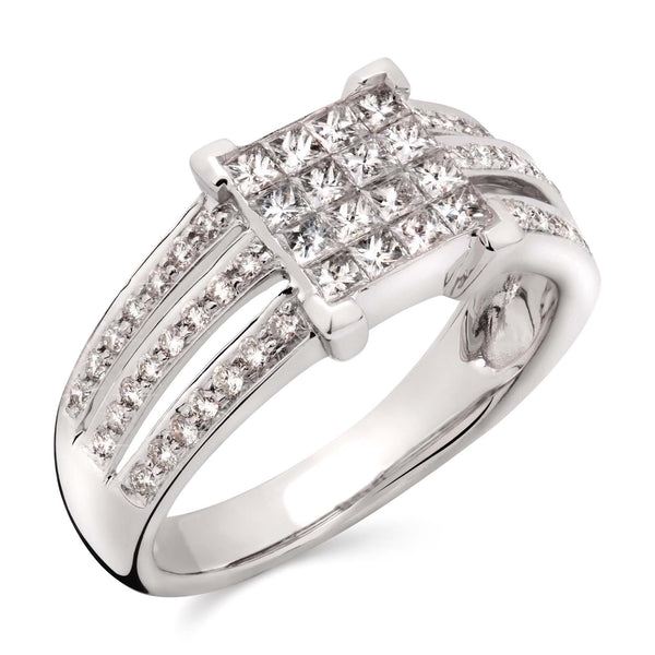 Anel em Ouro Branco 18k com Diamantes