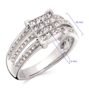 Anel em Ouro Branco 18k com Diamantes