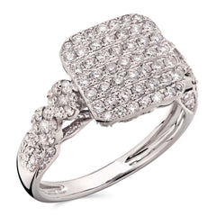 Anel em Ouro Branco 18k Quadrado com Diamantes