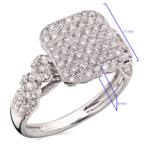 Anel em Ouro Branco 18k Quadrado com Diamantes