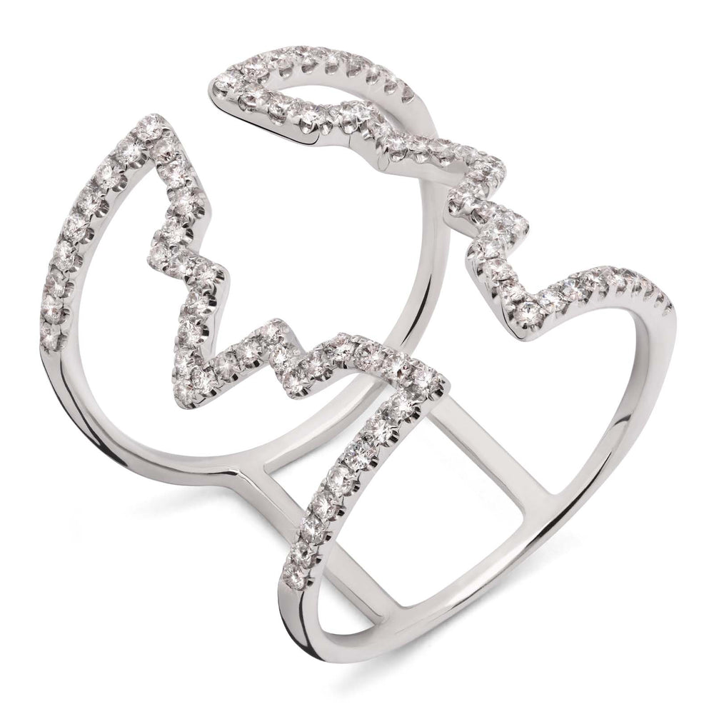 Anel de Ouro Branco 18k com Diamantes