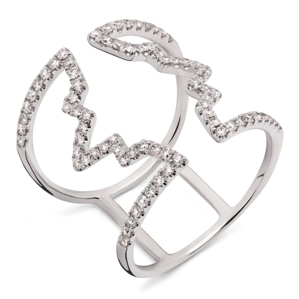 Anel de Ouro Branco 18k com Diamantes
