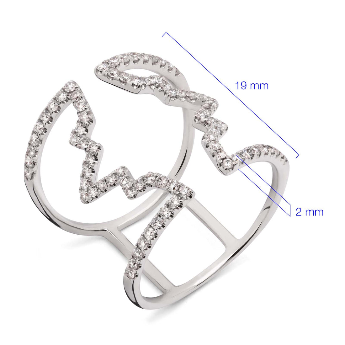 Anel de Ouro Branco 18k com Diamantes