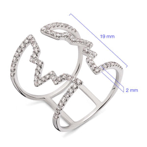 Anel de Ouro Branco 18k com Diamantes