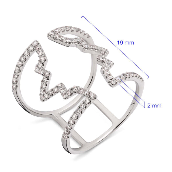 Anel de Ouro Branco 18k com Diamantes