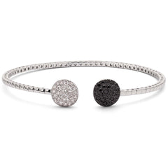 Bracelete em Ouro Branco 18k com Diamantes Negros e Diamantes Brancos