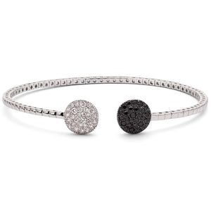 Bracelete em Ouro Branco 18k com Diamantes Negros e Diamantes Brancos