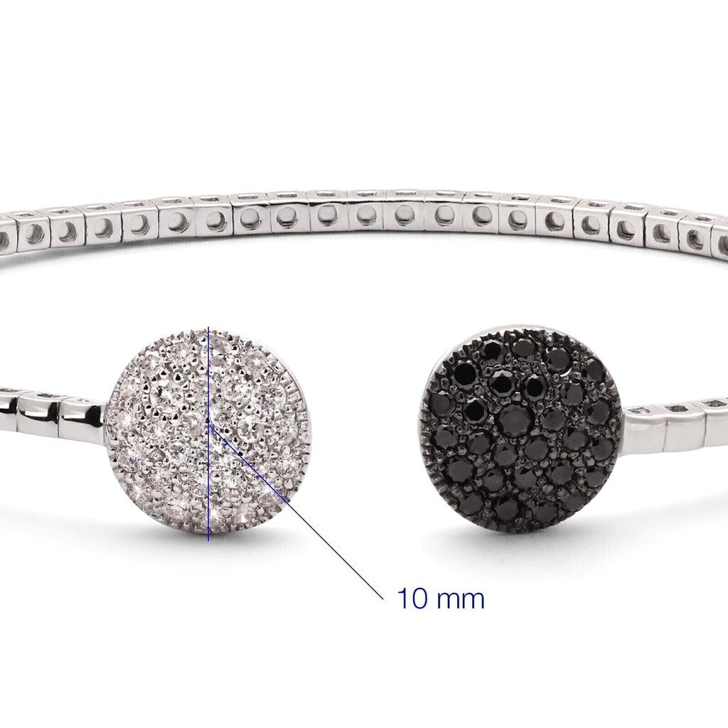 Bracelete em Ouro Branco 18k com Diamantes Negros e Diamantes Brancos