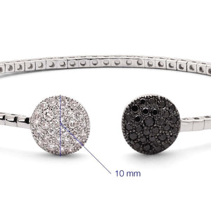 Bracelete em Ouro Branco 18k com Diamantes Negros e Diamantes Brancos