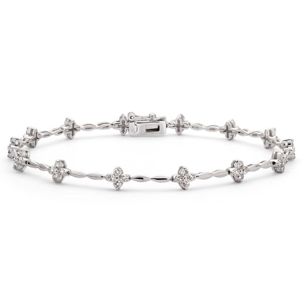 Pulseira de Ouro Branco 18k com Diamantes