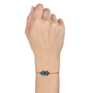 Pulseira em Ouro Branco 18k com Ágata e Safiras Azuis