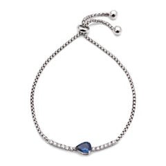 Pulseira de Ouro Branco 18k com Safira e 12 Diamantes