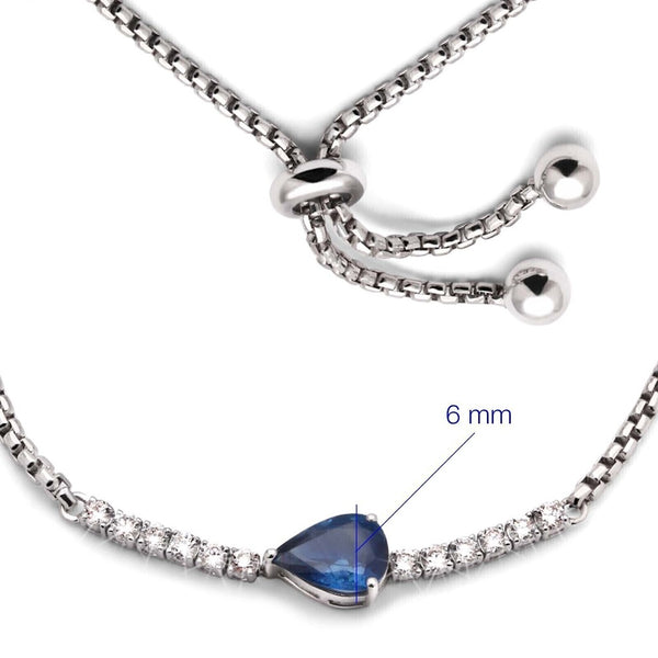 Pulseira de Ouro Branco 18k com Safira e 12 Diamantes