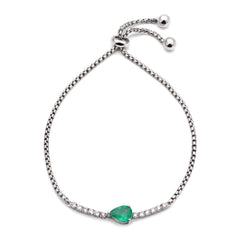 Pulseira em Ouro Branco 18k com Esmeralda e Diamantes