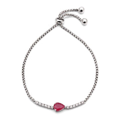Pulseira em Ouro Branco 18k com Rubi Gota e Diamantes