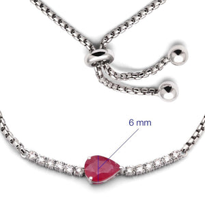 Pulseira em Ouro Branco 18k com Rubi Gota e Diamantes