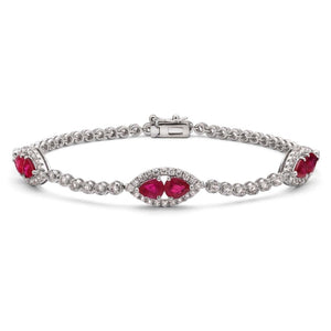 Pulseira em Ouro Branco 18k com Rubis e Diamantes
