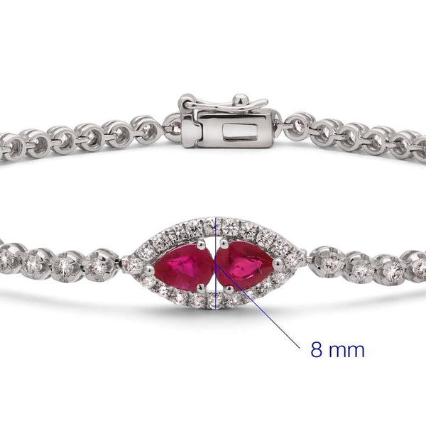 Pulseira em Ouro Branco 18k com Rubis e Diamantes
