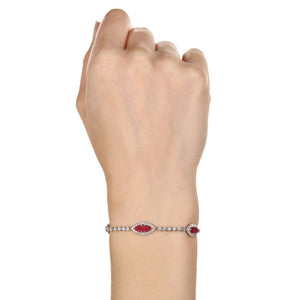 Pulseira em Ouro Branco 18k com Rubis e Diamantes