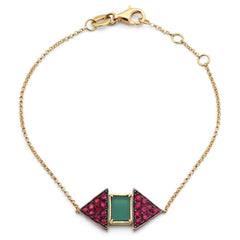 Pulseira em Ouro Amarelo 18k com Rubis e Agata