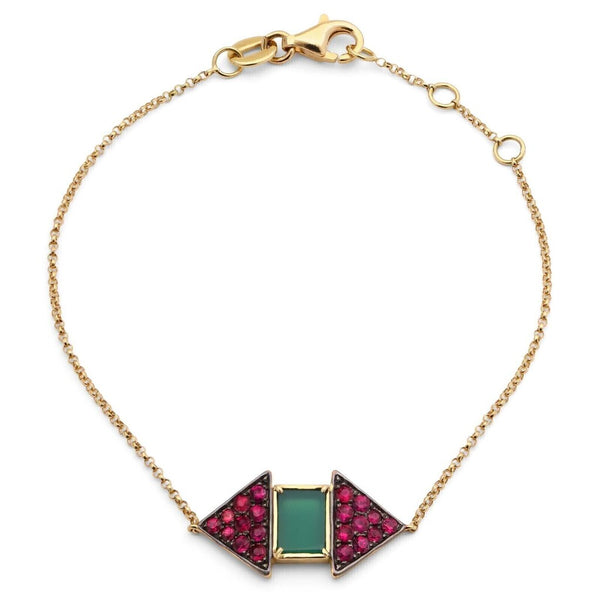 Pulseira em Ouro Amarelo 18k com Rubis e Agata