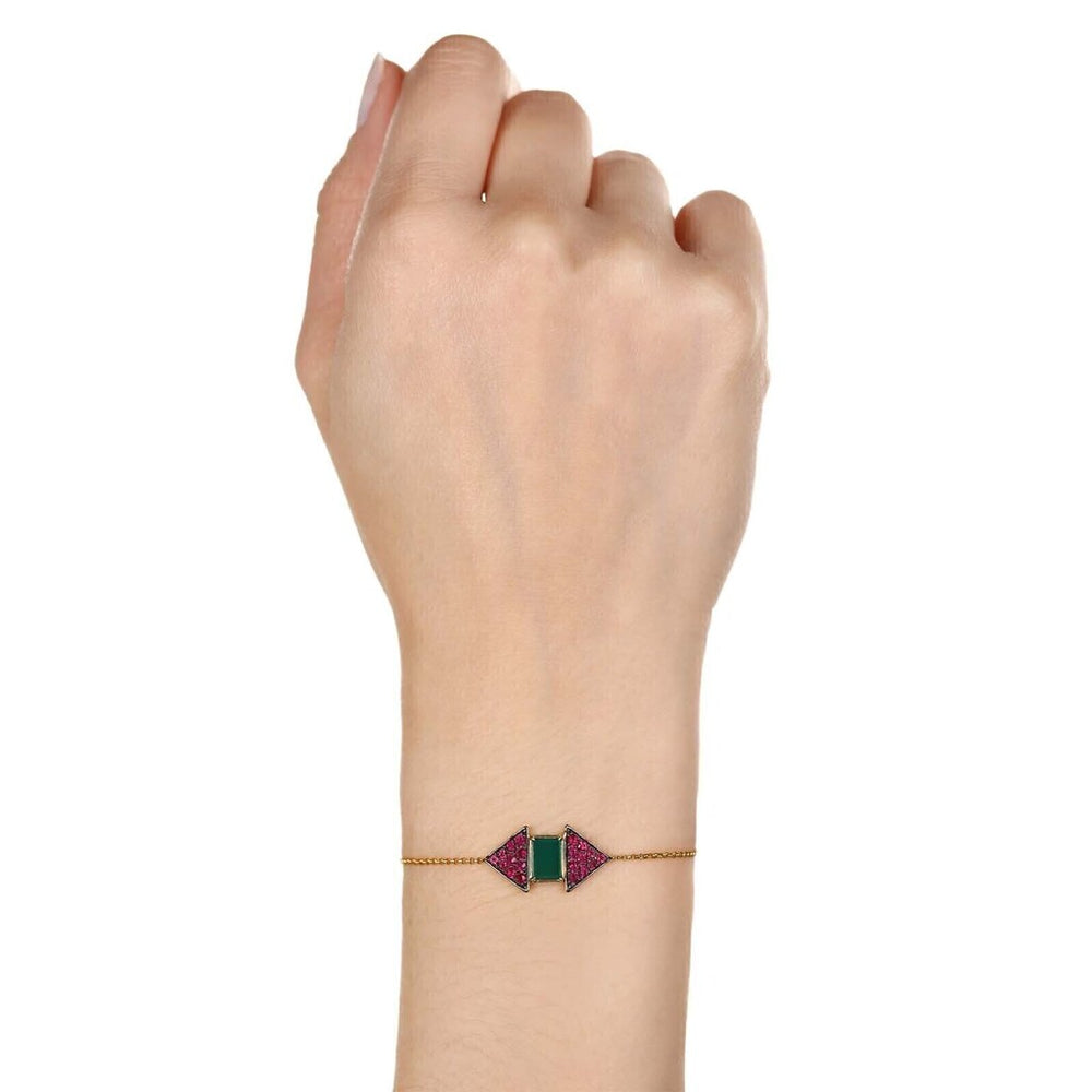 Pulseira em Ouro Amarelo 18k com Rubis e Agata
