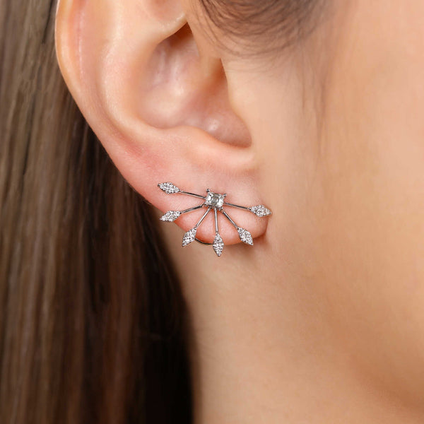 Par de Brinco em Ouro Branco 18k com Diamantes