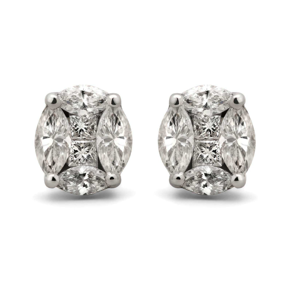 Par de Brinco de Ouro Branco 18k com Diamantes