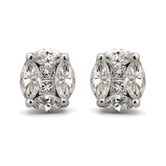 Par de Brinco de Ouro Branco 18k com Diamantes