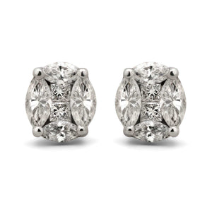 Par de Brinco de Ouro Branco 18k com Diamantes