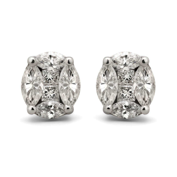 Par de Brinco de Ouro Branco 18k com Diamantes
