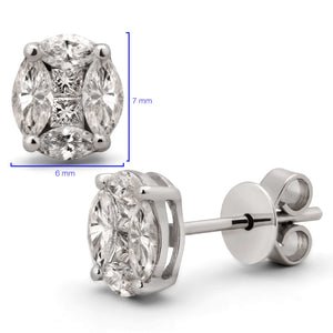 Par de Brinco de Ouro Branco 18k com Diamantes